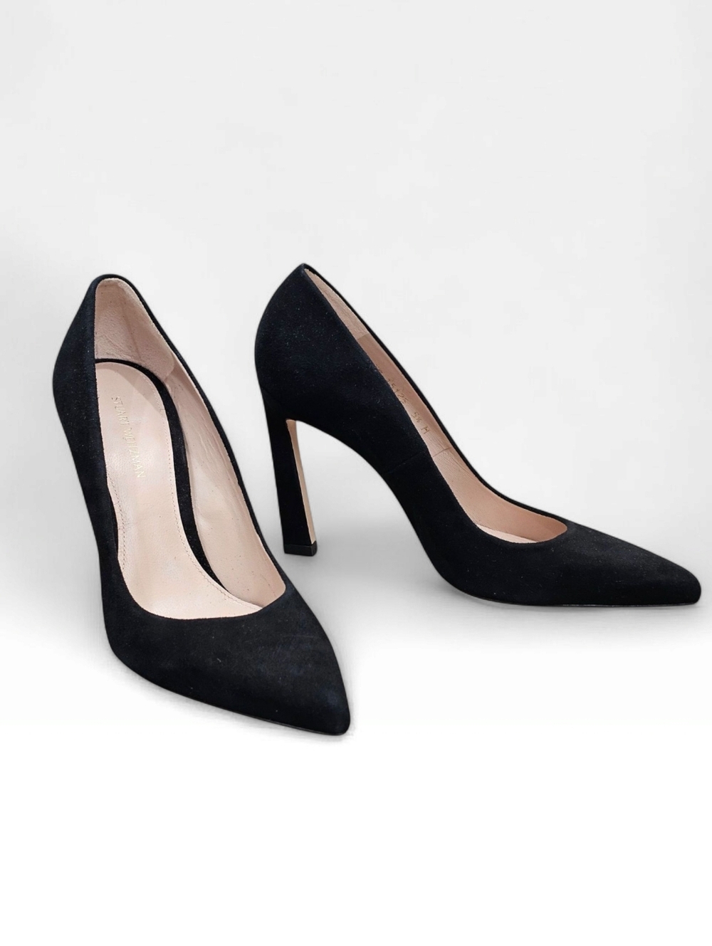 STUART WEITZMAN Black Suede Pointed Toe Stiletto Pumps 5.5M